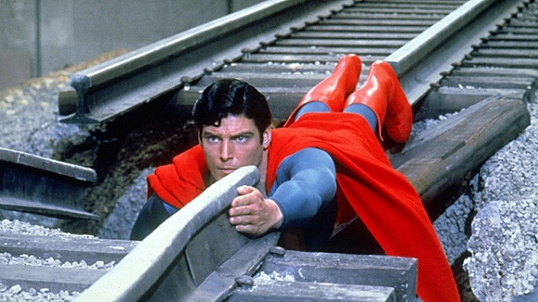 Superman uses himself to straighten a railtrack