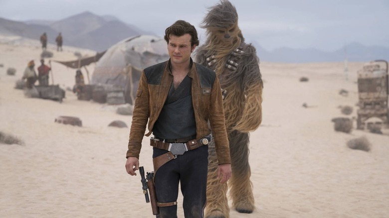 Han Solo and Chewbacca on a desert planet