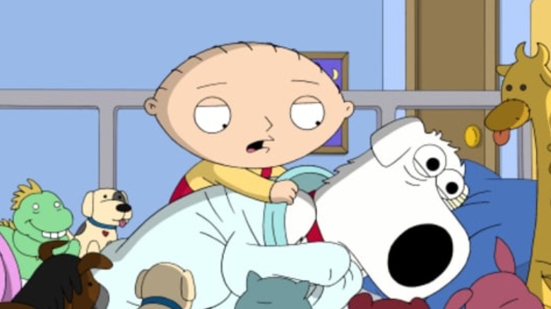 Stewie Griffin comforts scared Brian