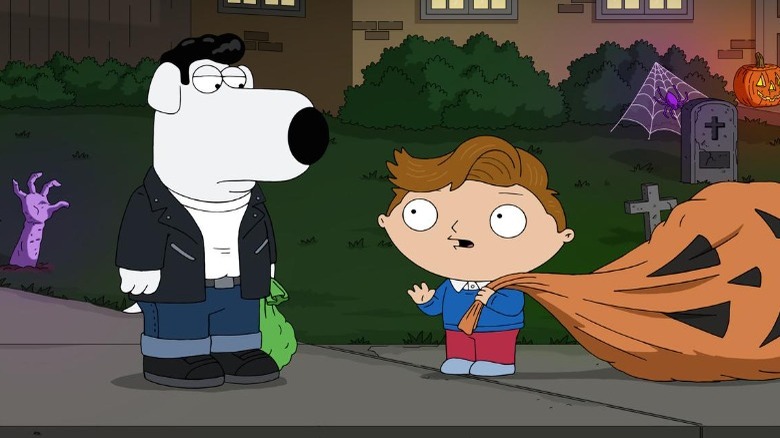 Stewie Griffin and Brian Griffin trick-or-treat