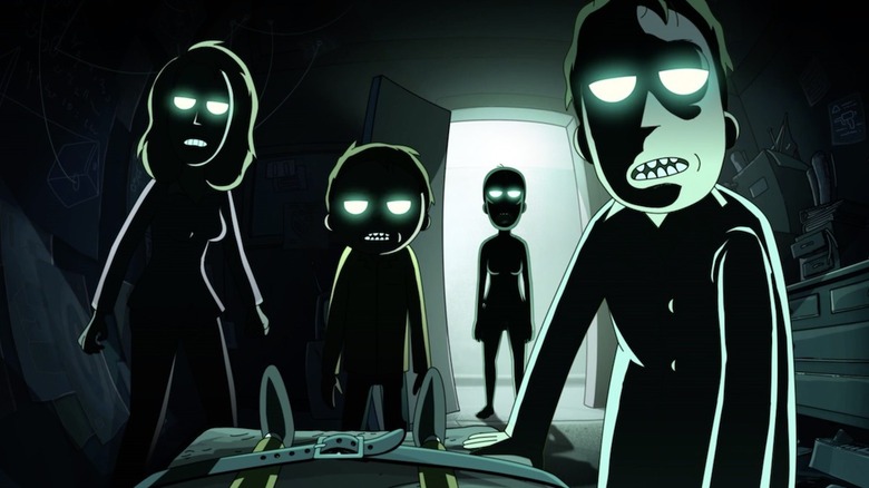 Rick and Morty night family glowing eyes