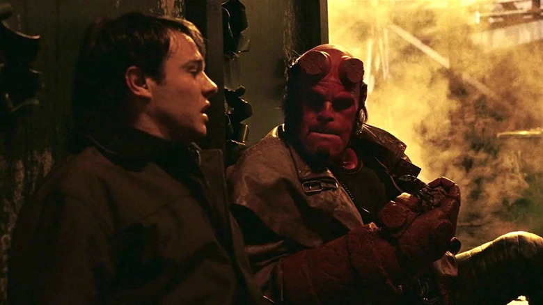 Hellboy Ron Perlman with costar Rupert Evans