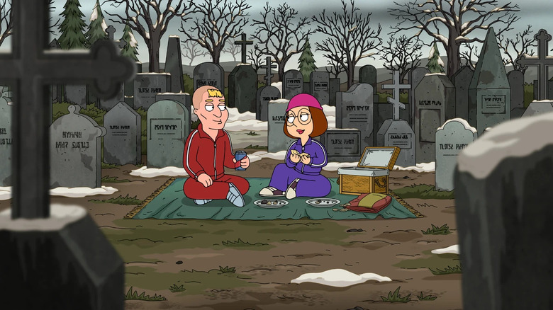 Ivan and Meg have a picnic in a Russian cemetery on Family Guy