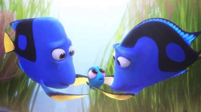 Baby Dory and her parents in Finding Dory