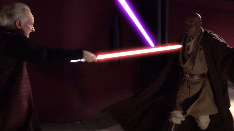 Samuel L. Jackson duels with Ian McDiarmid in Revenge of the Sith