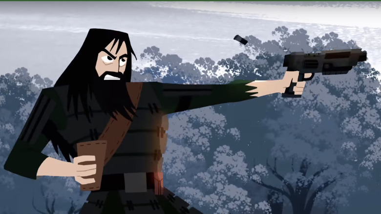 Samurai Jack with a gun