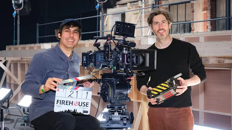 Jason Reitman and Gil Kenan on the set of Ghostbusters: Frozen Empire