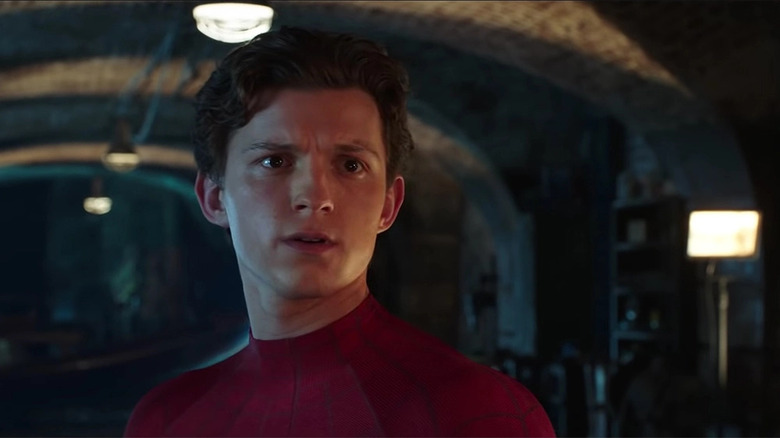 Tom Holland staring and looking confused