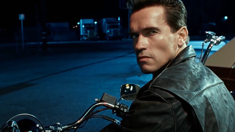 The T-800 on a motorcycle in Terminator 2