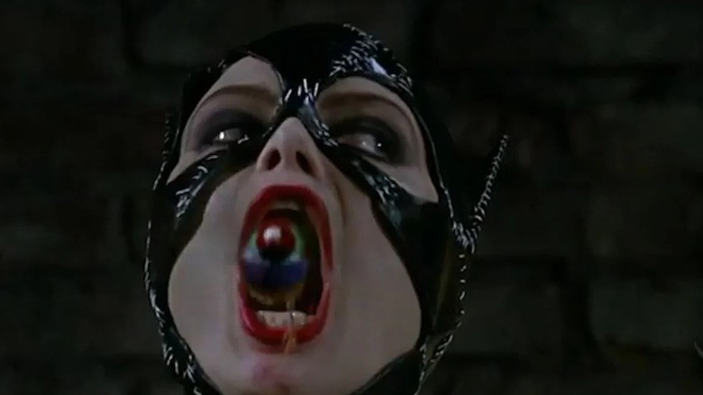 Michelle Pfeiffer as Catwoman opening mouth