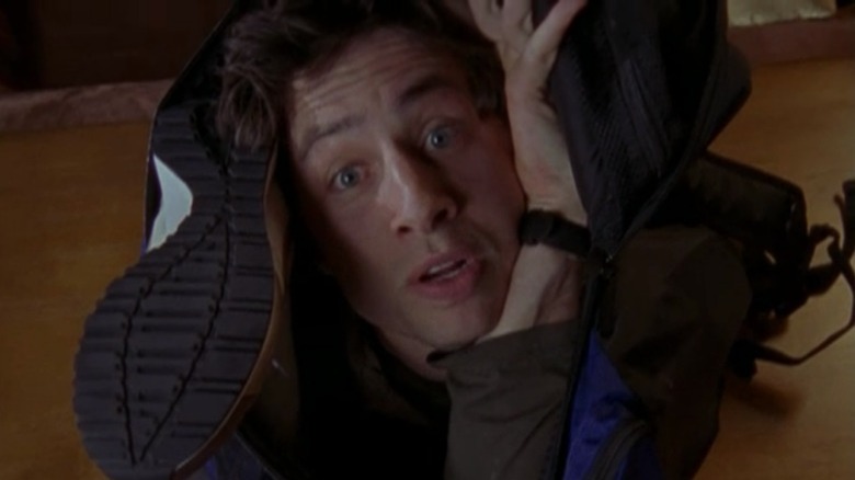 Zach Braff in a backpack on Scrubs