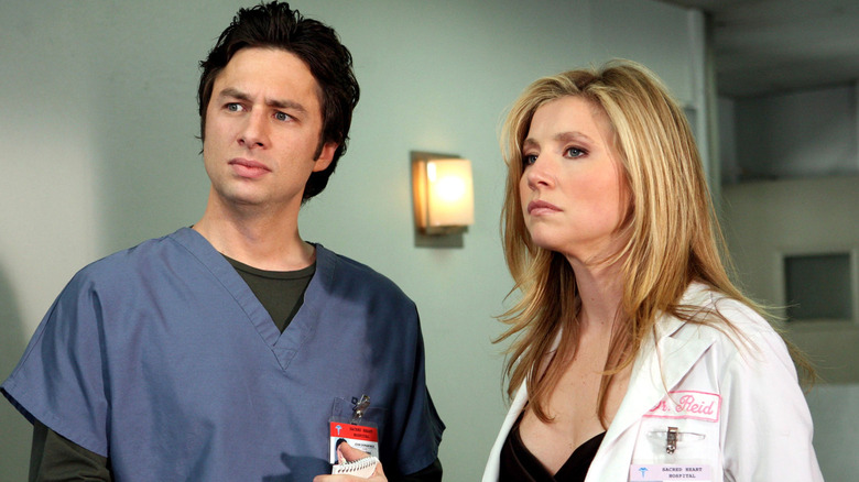 Zach Braff and Sarah Chalke in Scrubs