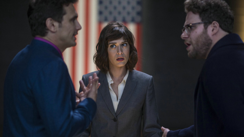 James Franco, Lizzy Caplan, and Seth Rogen in The Interview