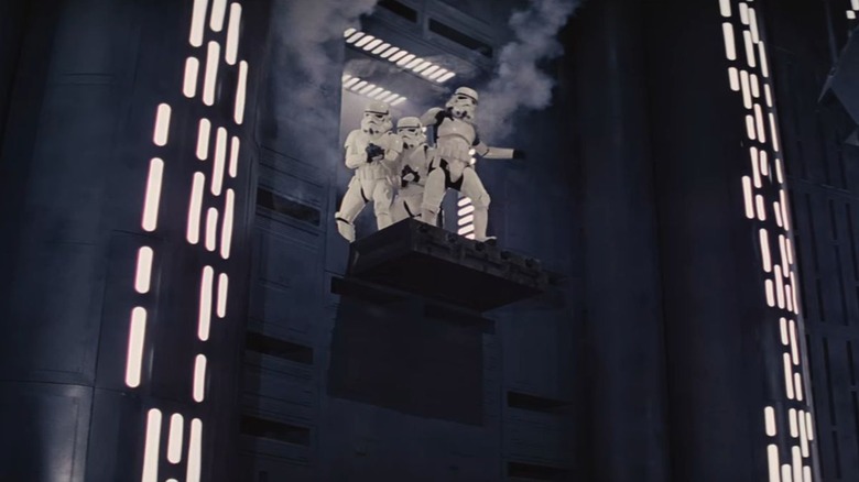 The stormtrooper falling scene in Star Wars: A New Hope