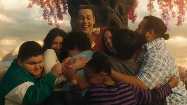 Jovan Armand, Grace Caroline Currey, Jack Dylan Grazer, Zachary Levi, Faithe Herman, Marta Milans, Ian Chen, and Cooper Andrews in Shazam! Fury of the Gods