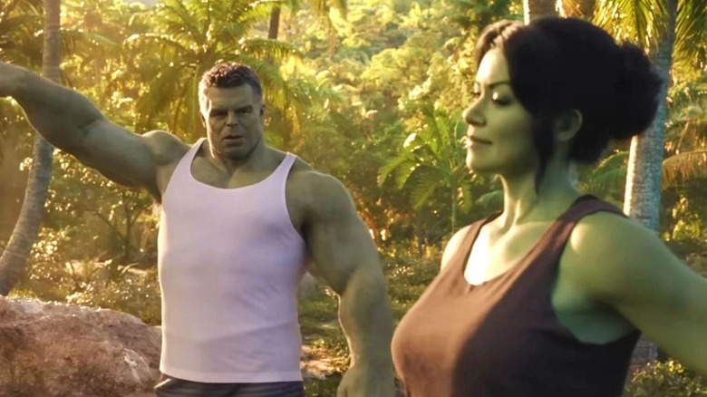 Mark Ruffalo and Tatiana Maslany as Hulk and She-Hulk