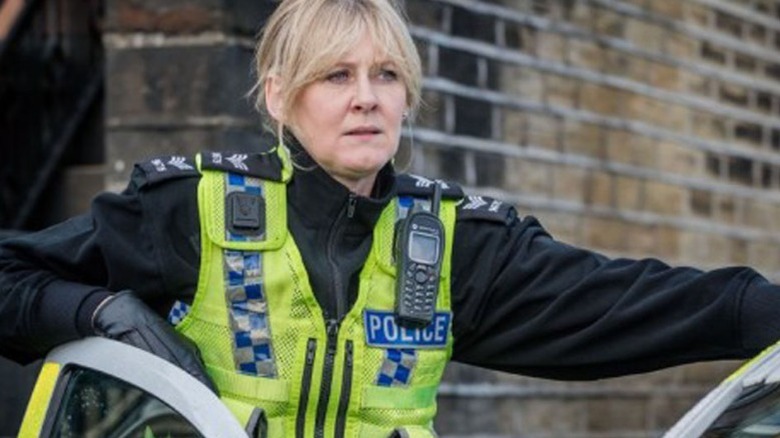 Sarah Lancashire staring intently