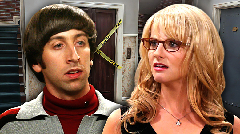 Howard and Bernadette looking shocked on The Big Bang Theory