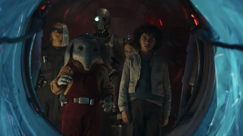 The titular Skeleton Crew staring down a tunnel in Star Wars: Skeleton Crew