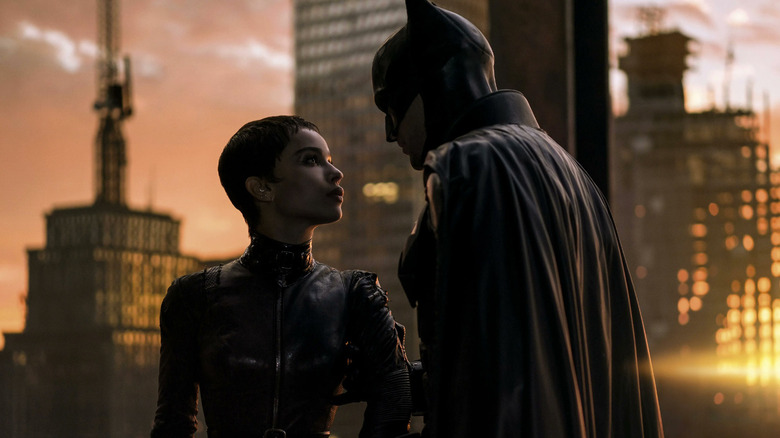 Zoë Kravitz as Catwoman and Robert Pattinson as Batman in The Batman