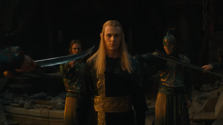 Annatar surrounded by Elvish warriors