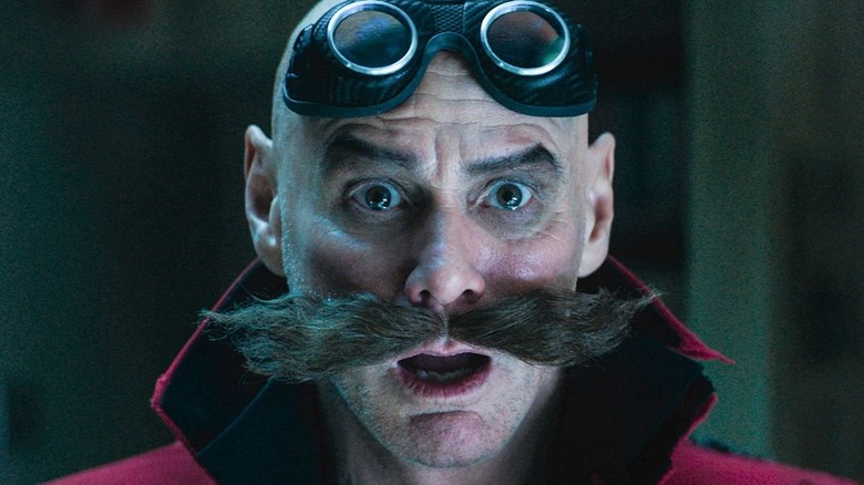 Jim Carrey as Dr. Robotnik looking shocked in Sonic the Hedgehog 3