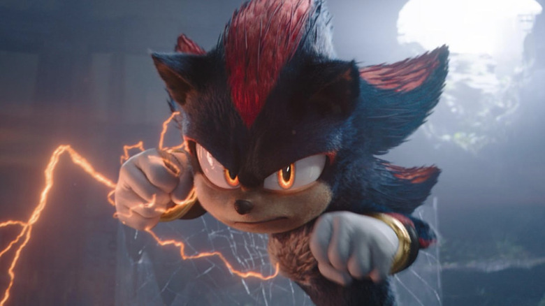 Shadow the Hedgehog about to deliver a punch in Sonic the Hedgehog 3