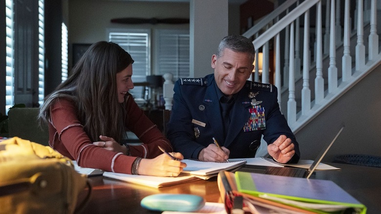 Diana Silvers and Steve Carell in Space Force