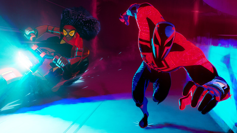 Jessica Drew (Issa Rae) and Miguel O' Hara (Oscar Isaac) in SPIDER-MAN: ACROSS THE SPIDER-VERSE.