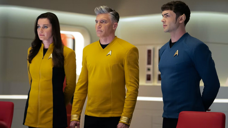 Rebecca Romijn, Anson Mount and Ethan Peck in Star Trek: Strange New Worlds