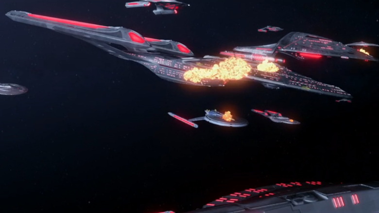 A fleet of starships attack each other in an episode of Star Trek: Prodigy