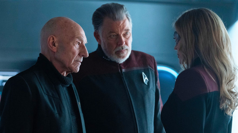 Patrick Stewart, Jonathan Frakes, and Jeri Ryan on Star Trek: Picard