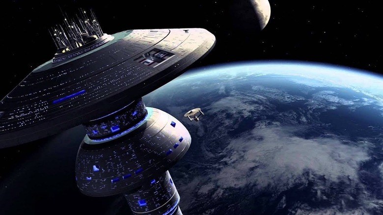 Star Trek Space station orbiting Earth