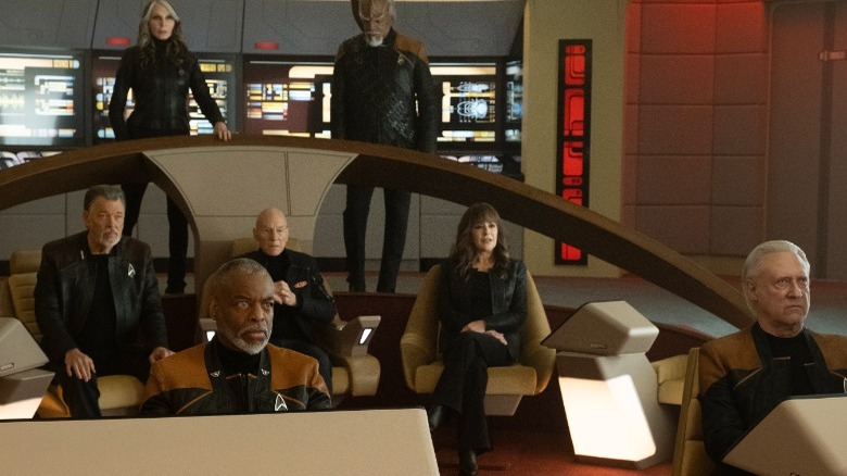 The new Enterprise D bridge crew at their stations