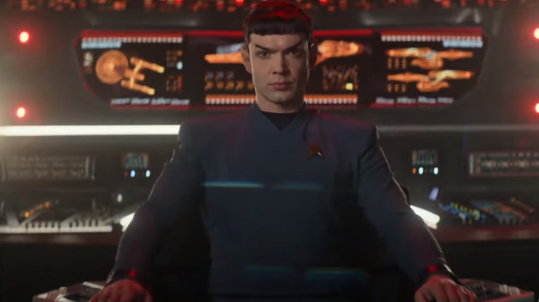 Spock in the captain's chair in Star Trek: Strange New Worlds