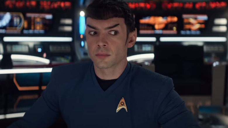 Spock worried face in Star Trek: Strange New Worlds
