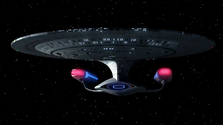 Star Trek: The Next Generation Enterprise-D cruises through space