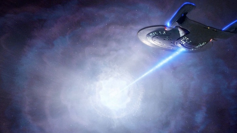 The Enterprise shooting an energy beam, from the final episode of Star Trek: The Next Generation.