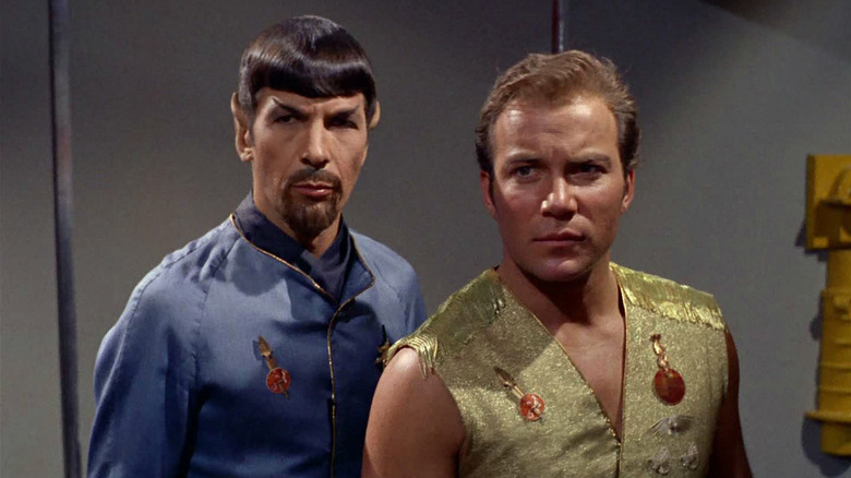 Leonard Nimoy as Mirror Spock and William Shatner as Kirk on Star Trek: The Original Series