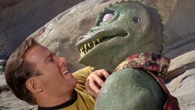 Kirk (William Shatner) fights a Gorn in Star Trek: The Original Series