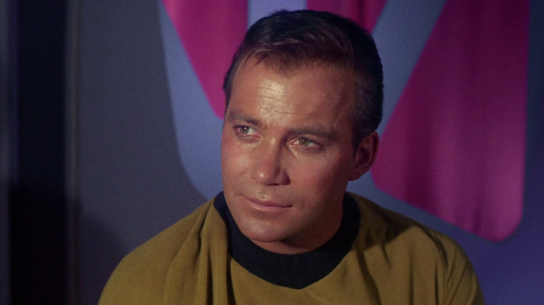 Kirk (William Shatner) sits on Balock's ship in Star Trek: The Original Series