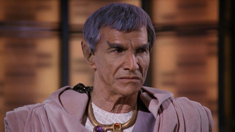 Spock's father, Sarek (Mark Lenard) arrives on the Enterprise in TNG's Sarek