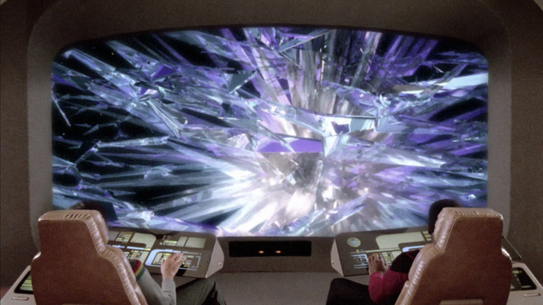 The Crystalline Entity as seen through the screen of the Enterprise-D on Star Trek