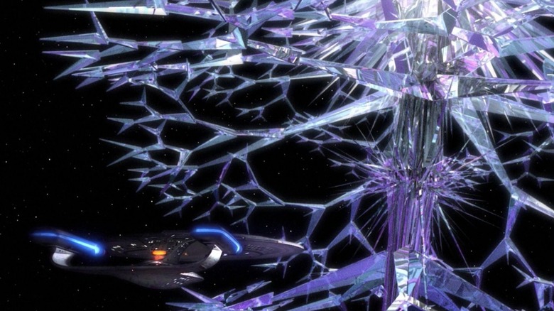 The Crystalline Entity, looming above the Enterprise-D in Star Trek