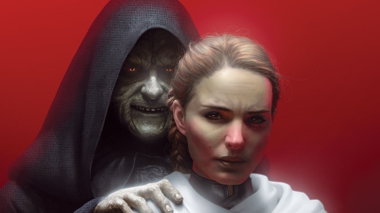 Cover art for "Star Wars: Darth Vader" #28 featuring Emperor Palpatine and Sabé