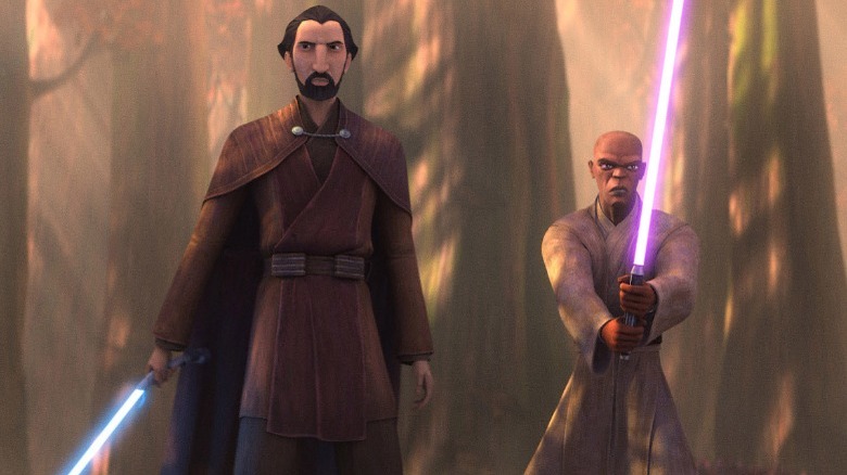 Count Dooku and Mace Windu in "Star Wars: Tales of the Jedi."