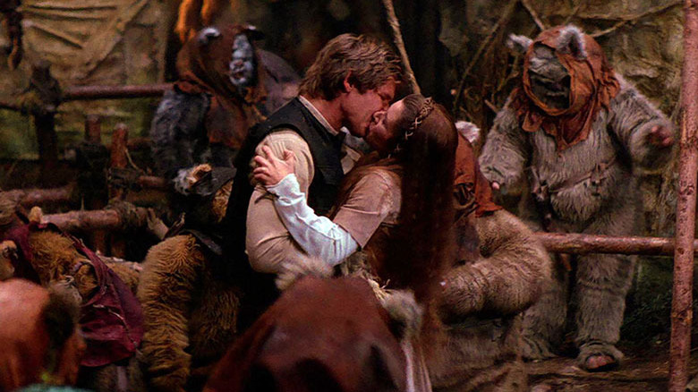 Han Solo and Princess Leia in "Star Wars: Return of the Jedi"