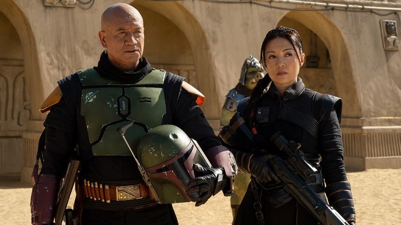 Temuera Morrison as Boba Fett and Ming-Na Wen as Fennec Shand in "The Book of Boba Fett"