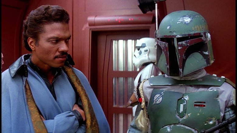 Billy Dee Williams and Boba Fett in The Empire Strikes Back