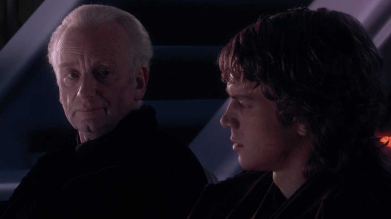 Palpatine explaining the tragedy of Darth Plagueis the Wise to Anakin Skywalker in Star Wars: Revenge of the Sith